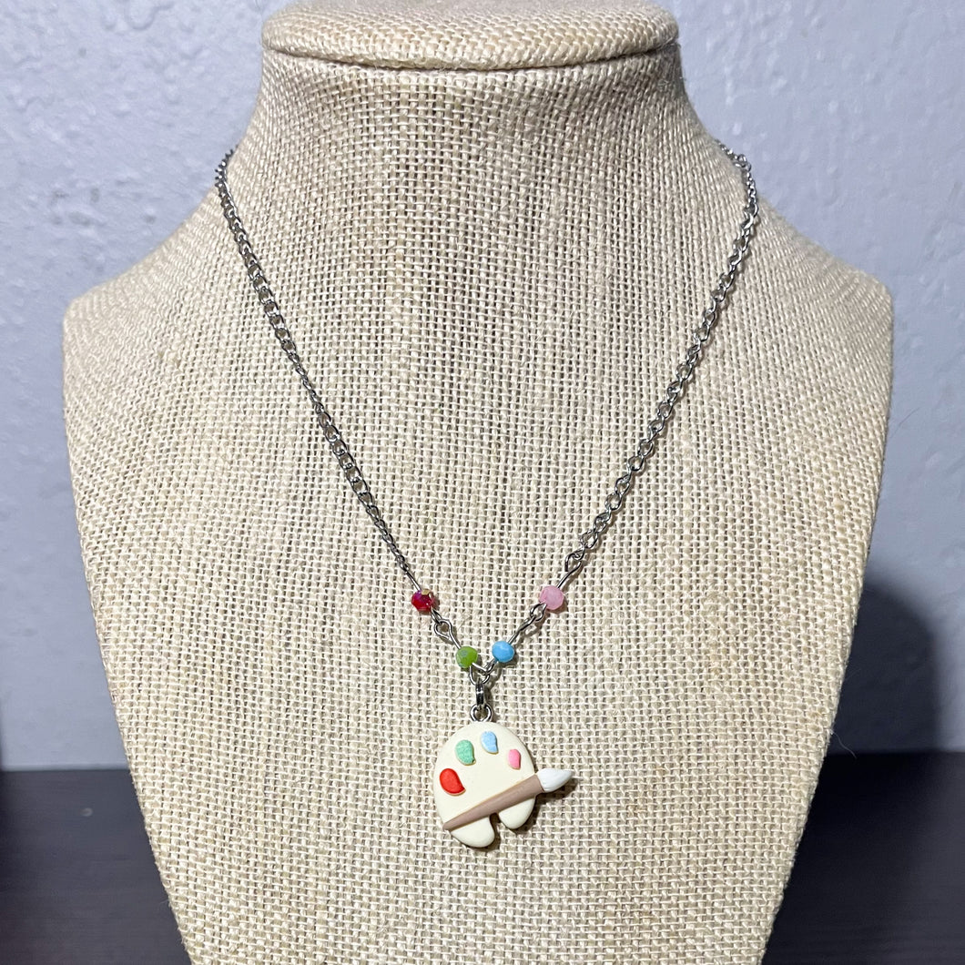 RTS Paint Pallet Mini Beaded Necklace