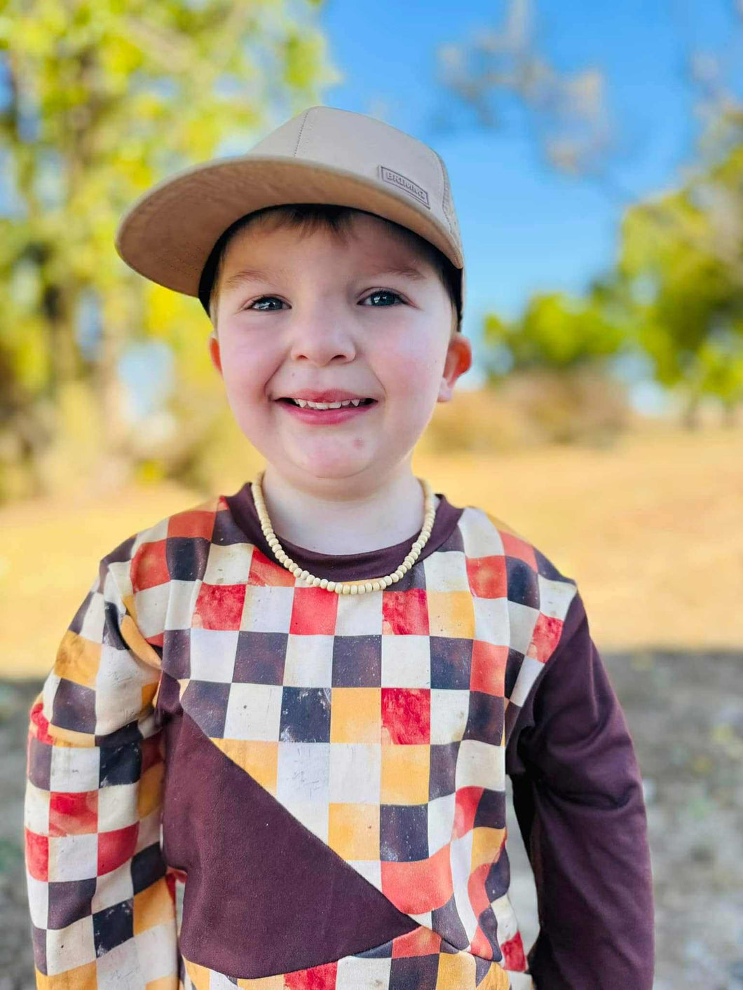 RTS Light Tan Wooden Seed Bead Necklace