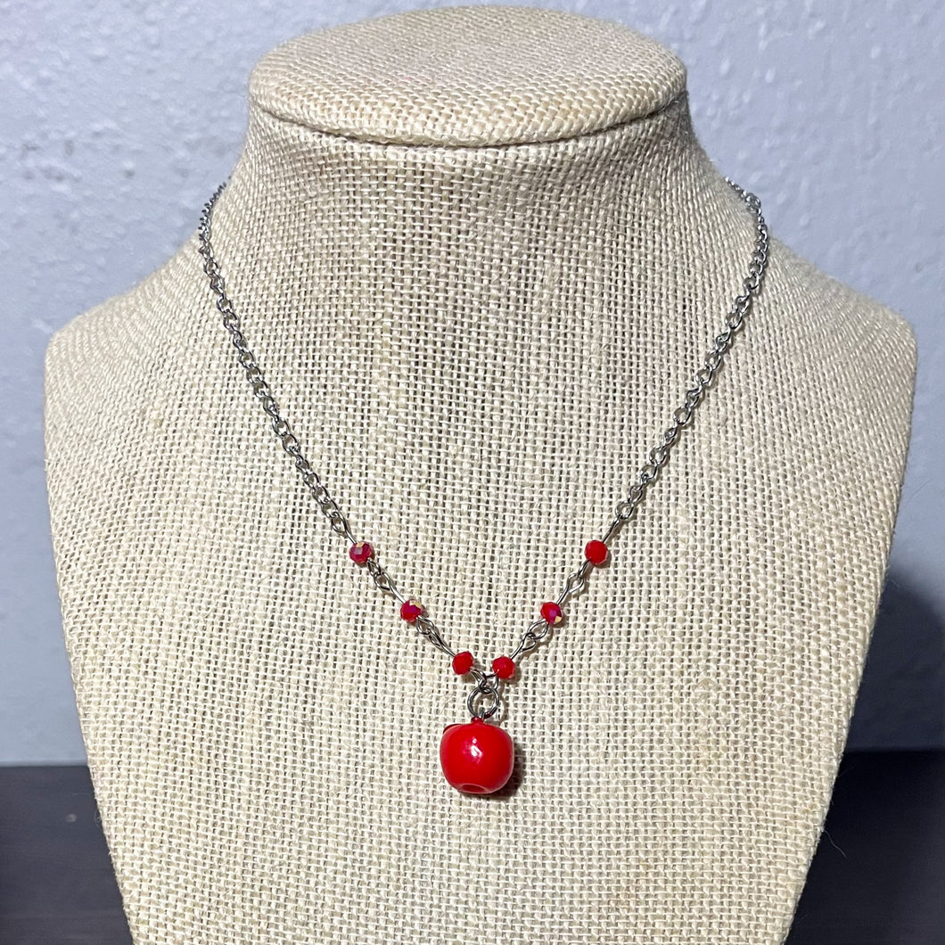 RTS Red Apple Mini Beaded Necklace