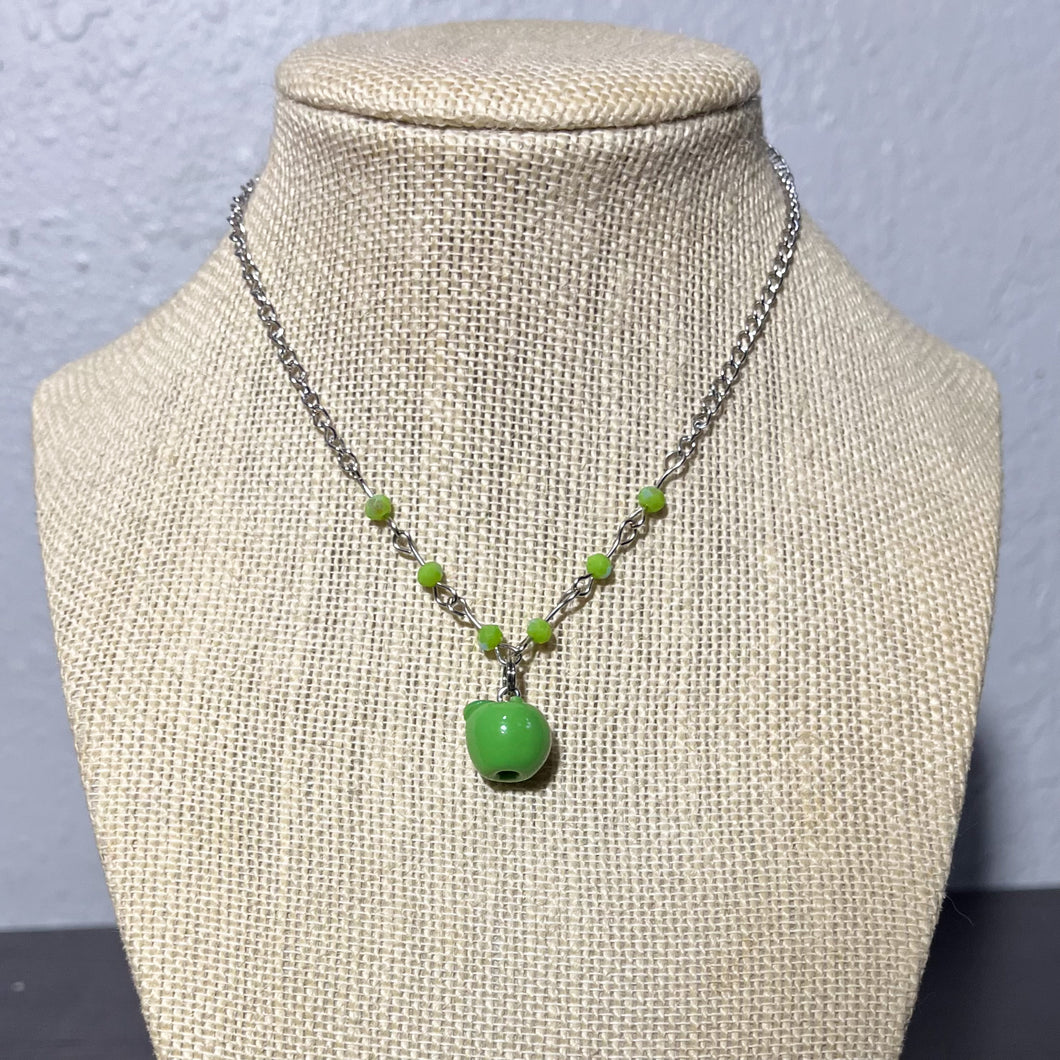 RTS Green Apple Mini Beaded Necklace