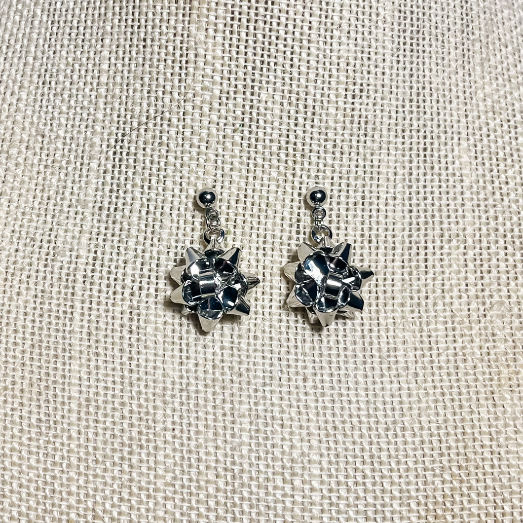 RTS Silver Christmas Bow Earrings