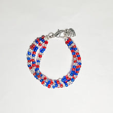 Load image into Gallery viewer, MTO Multistranded Patriotic Seed Bead Bracelet
