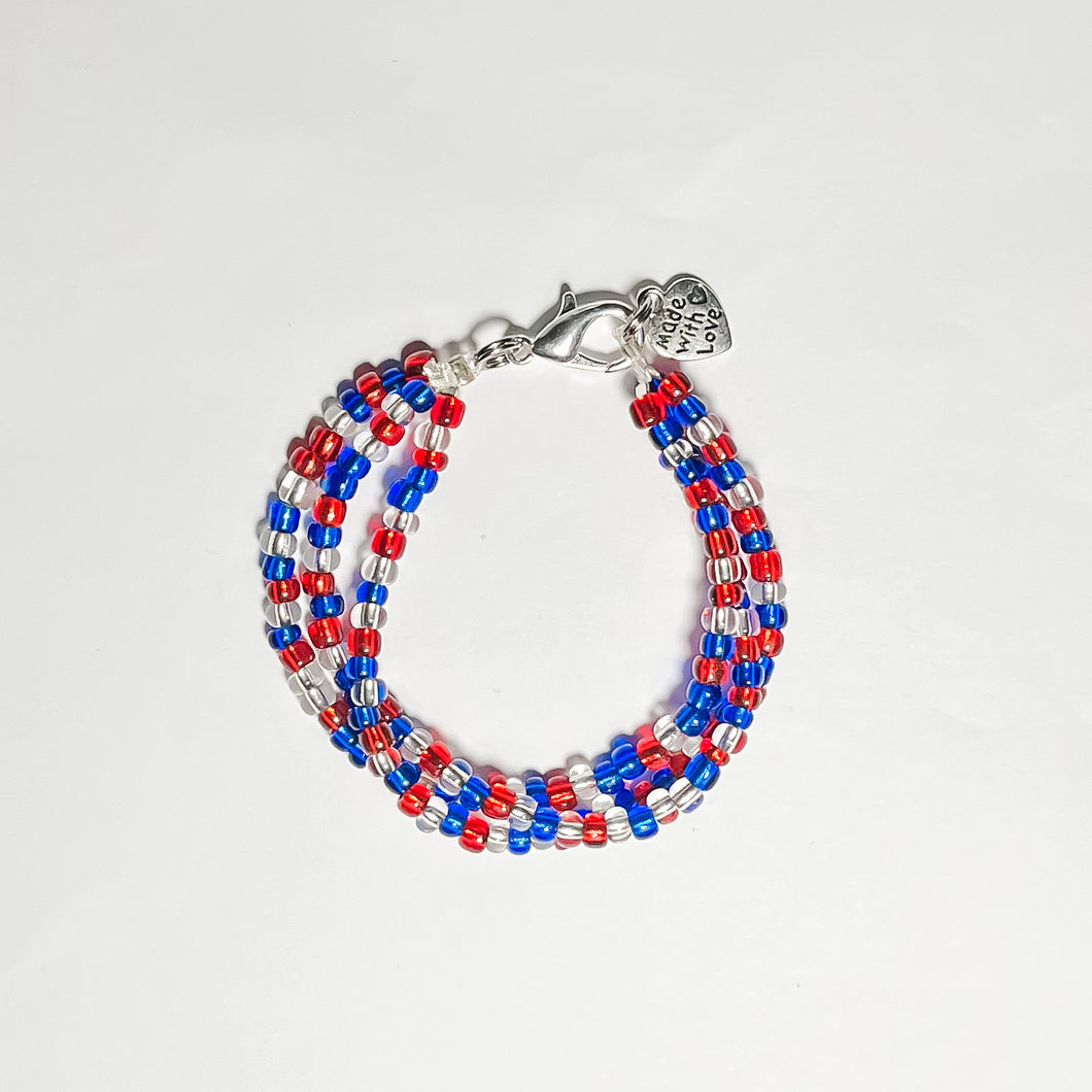 MTO Multistranded Patriotic Seed Bead Bracelet