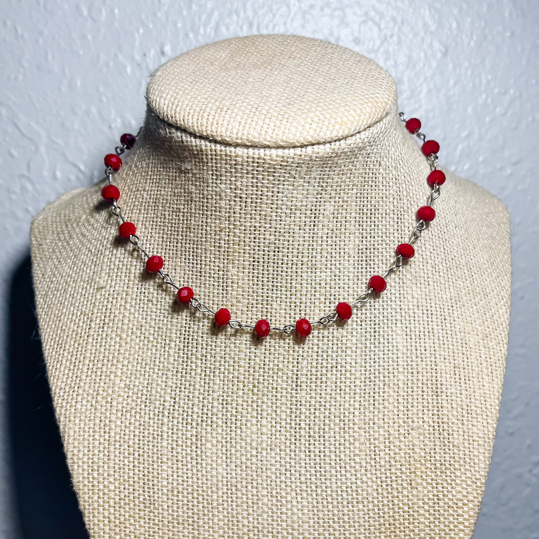 RTS Red Crystal Beaded Necklace